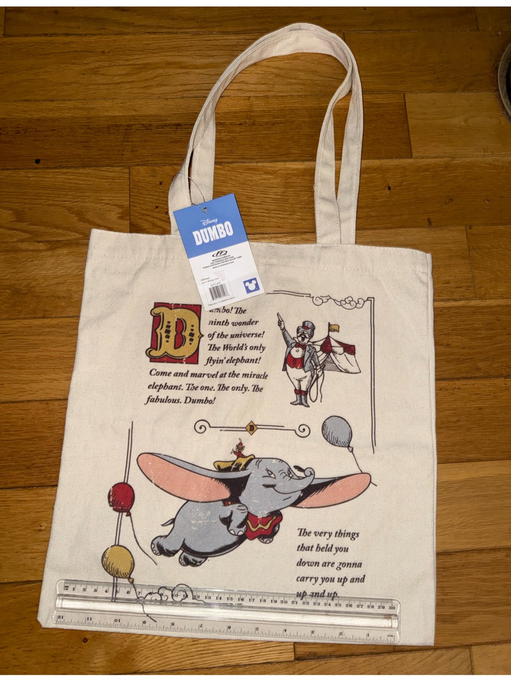 Disney Dumbo Canvas Tote Bag - Cream with Pink, Red, Yellow Accents